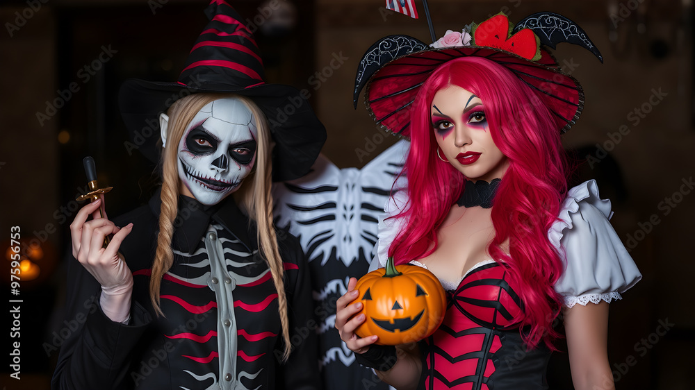 Festive Halloween cosplay featuring creative costumes, perfect for a spooky celebration.Generative AI
Festive Halloween cosplay featuring creative costumes, perfect for a spooky celebration.Generative AI