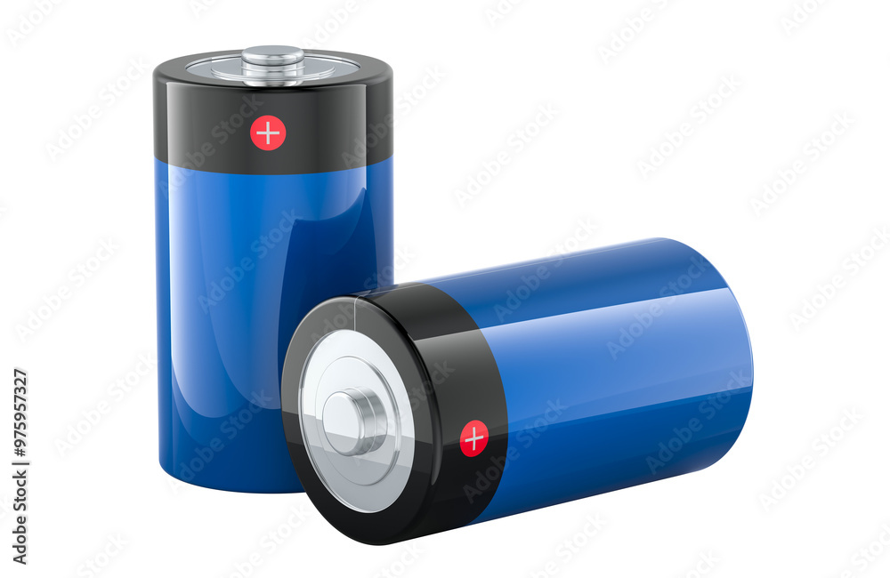 D batteries, 3D rendering isolated on transparent background D batteries, 3D rendering isolated on transparent background