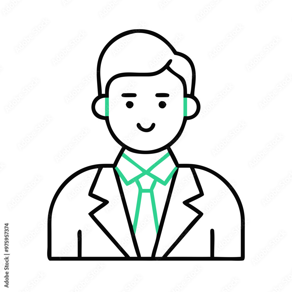Businessman icon with a cheerful expression in a suit on a clean background for graphic design Businessman icon with a cheerful expression in a suit on a clean background for graphic design