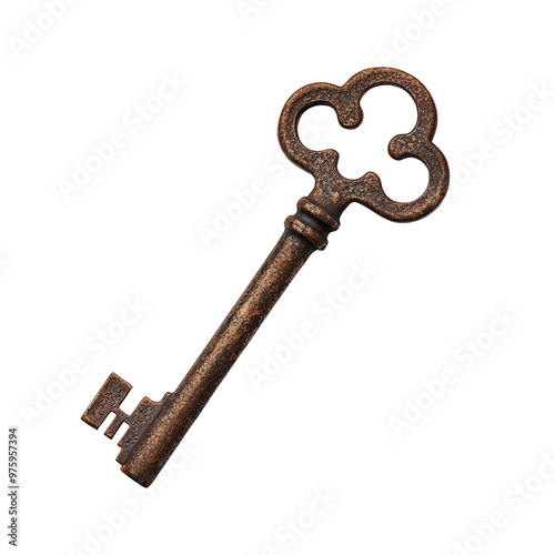 Vintage bronze skeleton key with intricate 