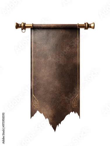 Vintage leather banner with brass accents