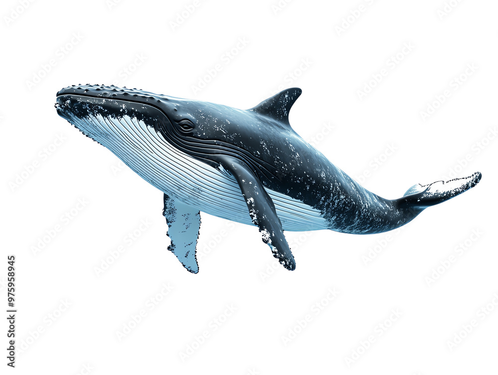 Fototapeta premium A majestic blue whale is swimming gracefully underwater