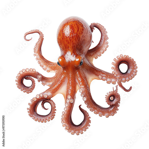 Captivating image of a vibrant orange octopus with detailed tentacles photo