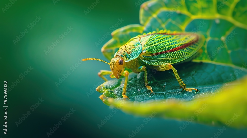 Naklejka premium Leafhopper close up wallpaper