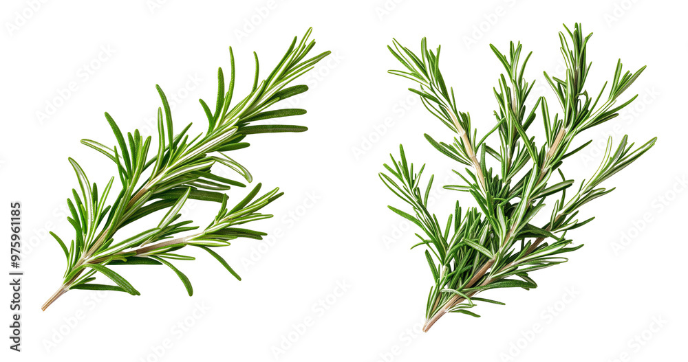 Close-up of two fresh rosemary sprigs Close-up of two fresh rosemary sprigs