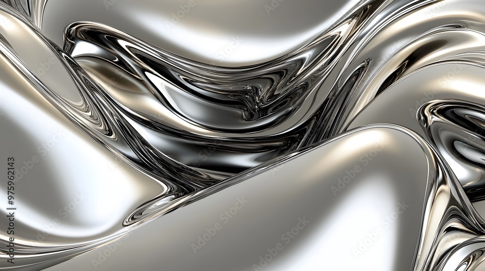 Mesmerizing Metallic Liquid Sculpture - Dynamic Abstract Flowing Waves and Curves in Futuristic Mesmerizing Metallic Liquid Sculpture - Dynamic Abstract Flowing Waves and Curves in Futuristic