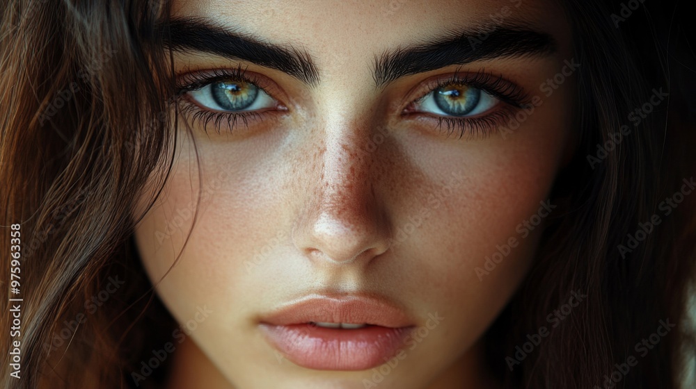 A stunning face of a young woman with expressive eyes, long lashes, and natural eyebrows, exuding an effortless beauty and charm. A stunning face of a young woman with expressive eyes, long lashes, and natural eyebrows, exuding an effortless beauty and charm.