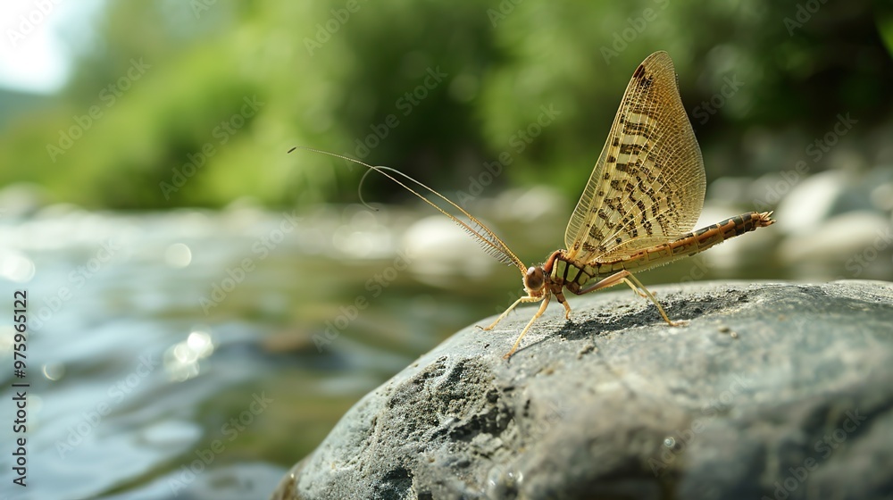 Obraz premium mayfly near river wallpaper