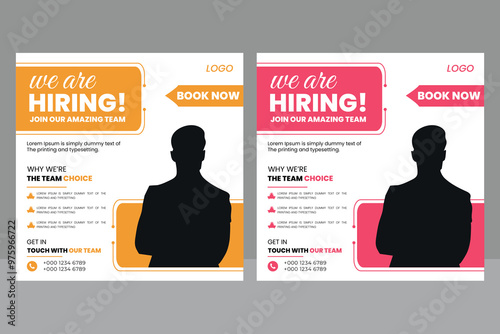 Hiring job vacancy Promotional Social Media Vector square web banner template post design