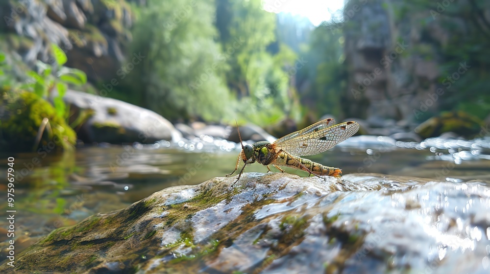 Fototapeta premium stonefly near river wallpaper