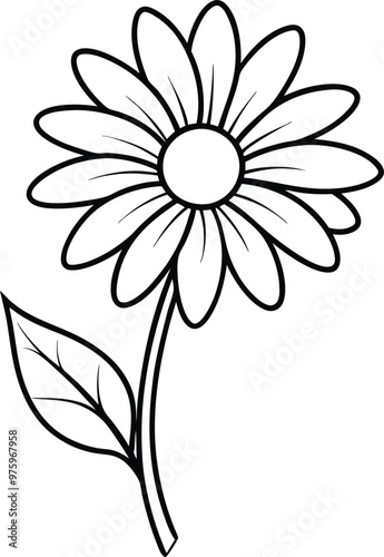 A beautiful daisy flower logo icon line art vector illustration