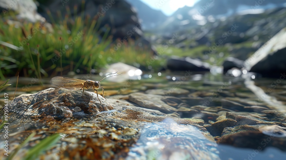 Fototapeta premium stonefly near river wallpaper