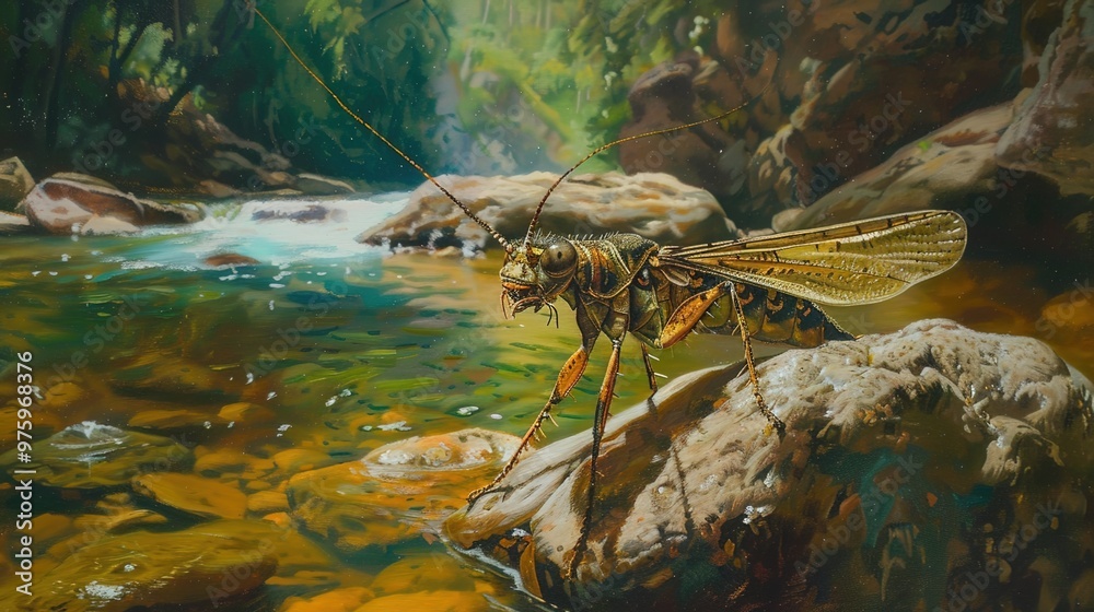 Fototapeta premium stonefly near river wallpaper