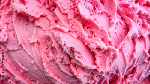 A close-up of vibrant pink ice cream with a creamy texture, showcasing its rich and inviting appearance
