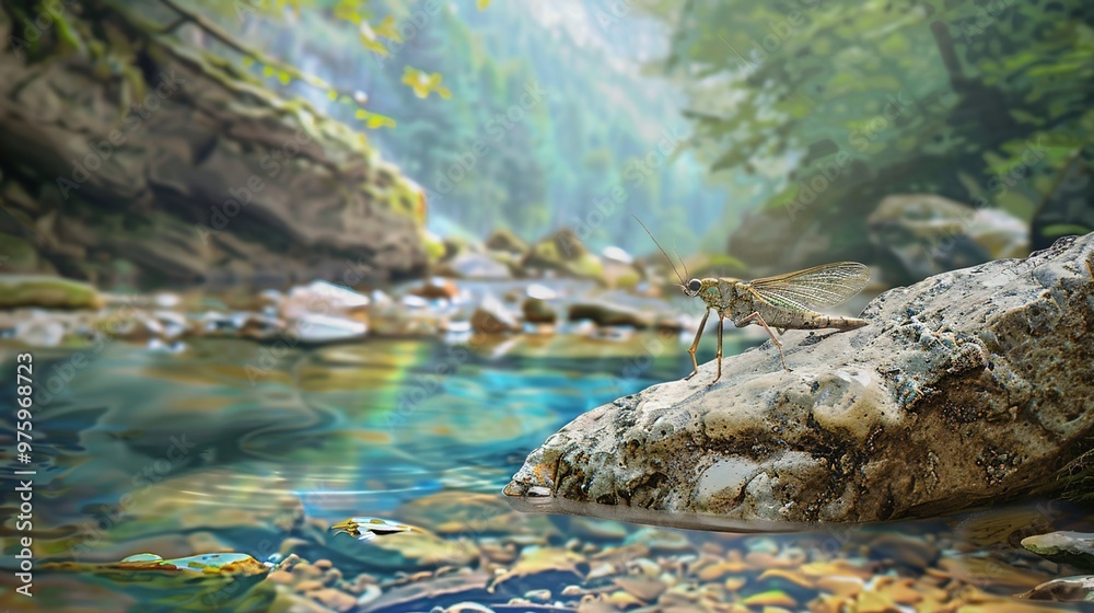 Fototapeta premium stonefly near river wallpaper