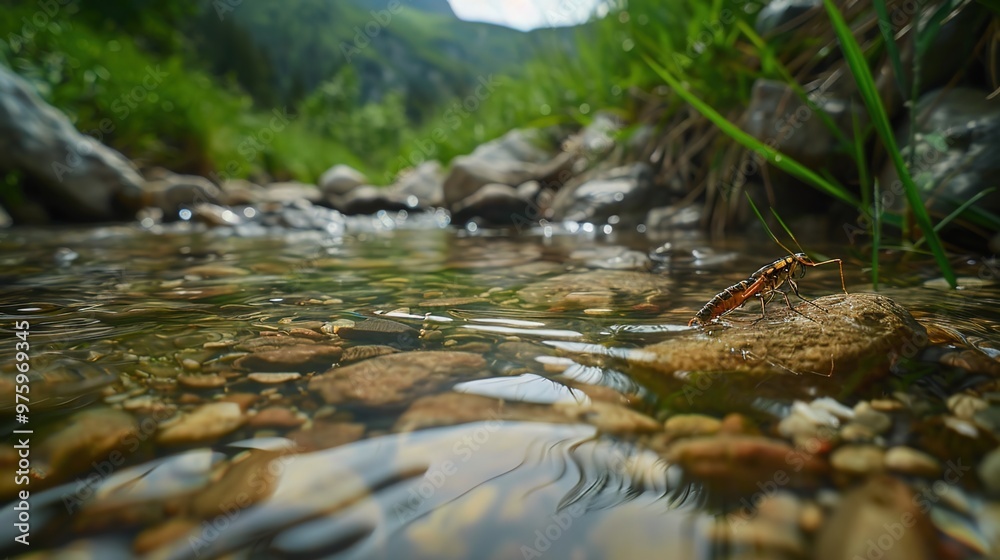 Fototapeta premium stonefly near river wallpaper