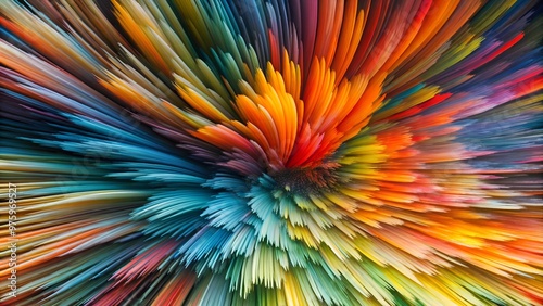 Wallpaper Mural A vibrant explosion of multicolored abstract shapes radiating from a central point, creating a dynamic and energetic visual effect Torontodigital.ca