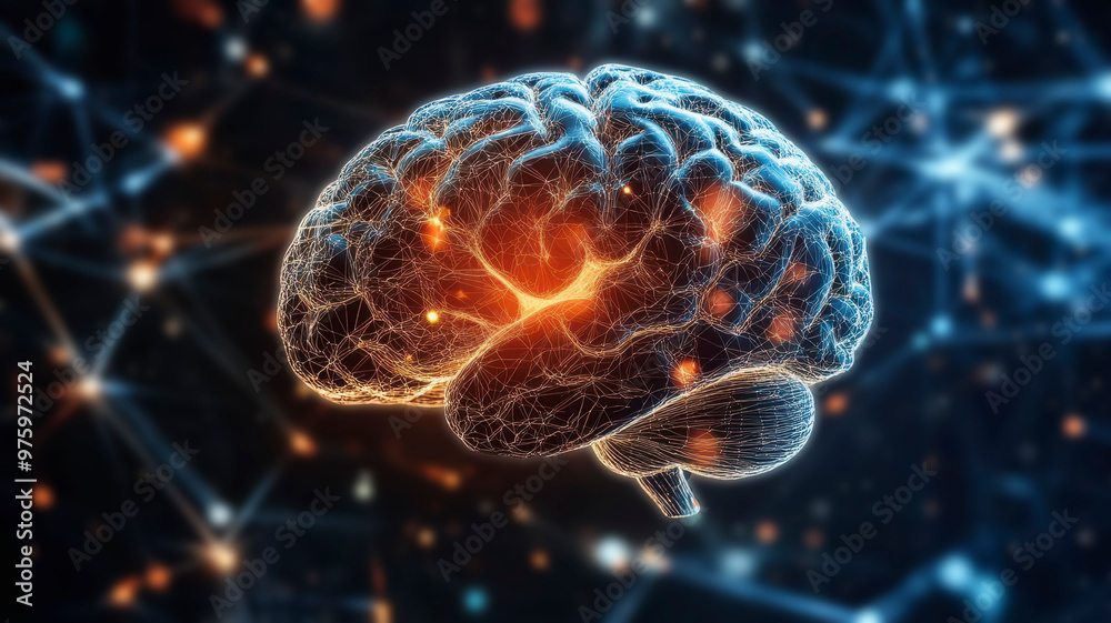 A hologram human brain alongside A hologram human brain alongside