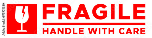 Fragile, handle with care symbol and sign sticker label for packaging and shipping vector