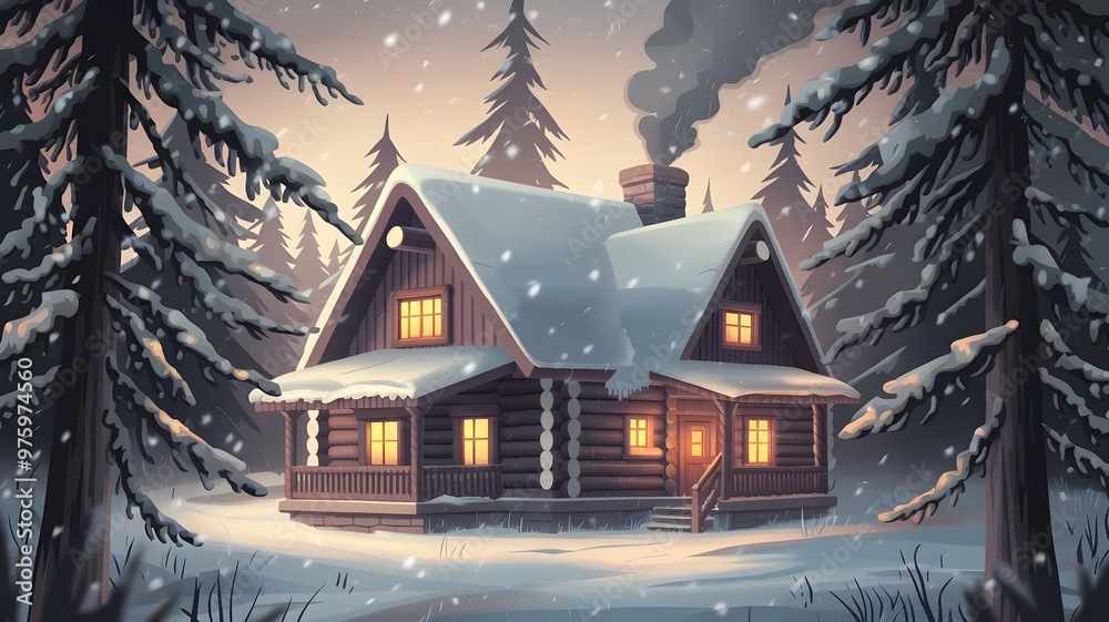 Cozy Snow-Covered Cabin in Winter Forest Setting
Cozy Snow-Covered Cabin in Winter Forest Setting