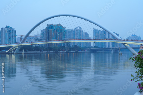 Guangzhou Pearl River Haixin Bridge and Urban Architectural Landscape