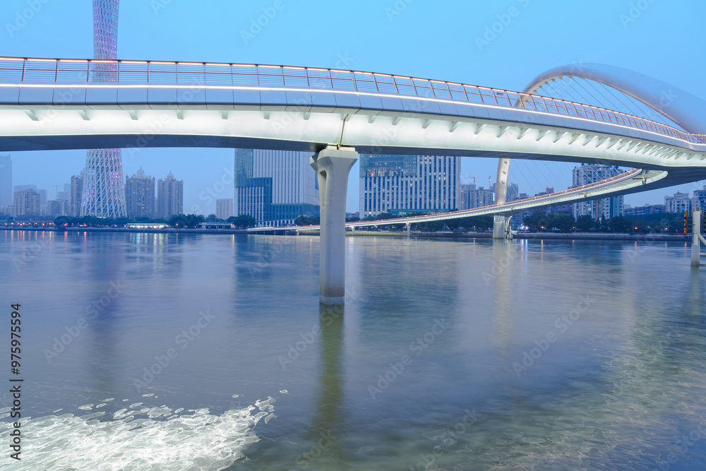 Guangzhou Pearl River Haixin Bridge and Urban Architectural Landscape Guangzhou Pearl River Haixin Bridge and Urban Architectural Landscape