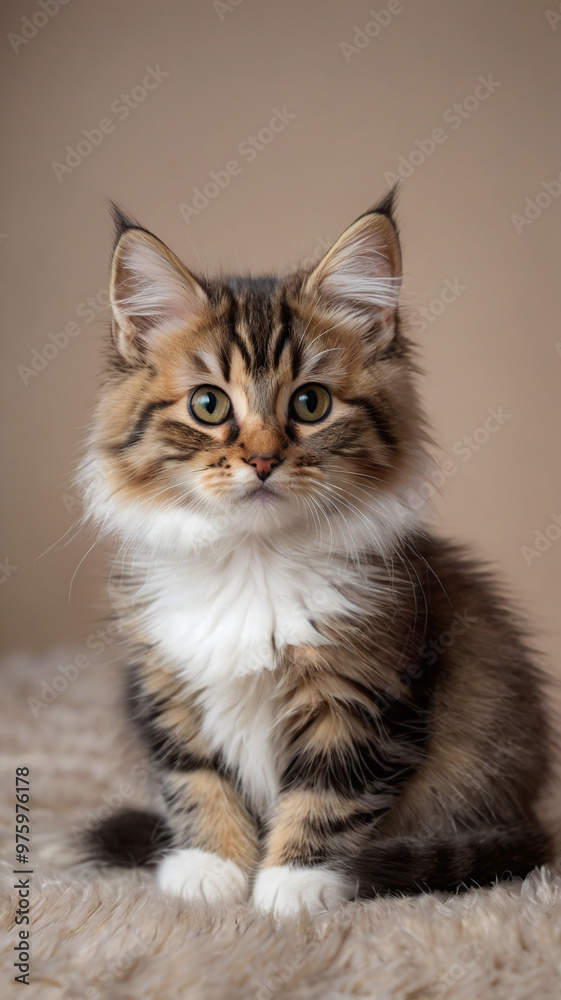 Adorable Fluffy Tabby Ginger kitten with Bright Green Eyes, High-Resolution Close-Up of a calico cat Adorable Fluffy Tabby Ginger kitten with Bright Green Eyes, High-Resolution Close-Up of a calico cat