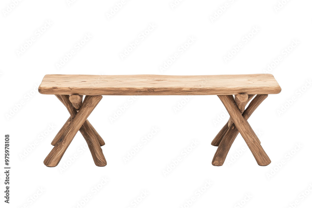 A rustic wooden bench showcasing natural beauty and craftsmanship, perfect for outdoor settings or minimalistic interiors. A rustic wooden bench showcasing natural beauty and craftsmanship, perfect for outdoor settings or minimalistic interiors.