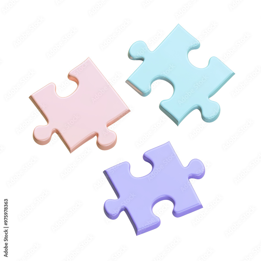 pastel jigsaw puzzle pieces 3d render icon isolated on transparent background cutout pastel jigsaw puzzle pieces 3d render icon isolated on transparent background cutout