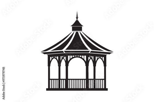 Pavilion silhouette vector illustration, Pavilion silhouette vector, Pavilion silhouette PNG 