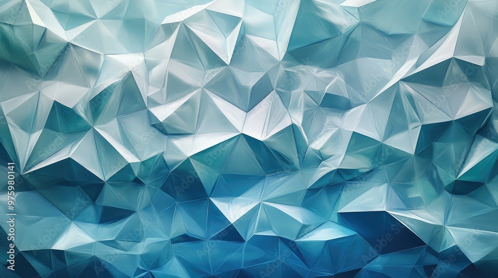 Abstract, low-poly landscape of interconnected triangles in shades of silver and blue. Abstract, low-poly landscape of interconnected triangles in shades of silver and blue.