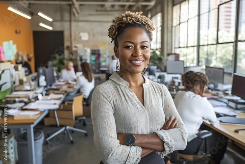 Female Entrepreneur  Smiling Success in Office