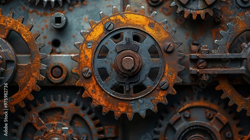 Close-up of Rusted Gears in an Industrial Setting