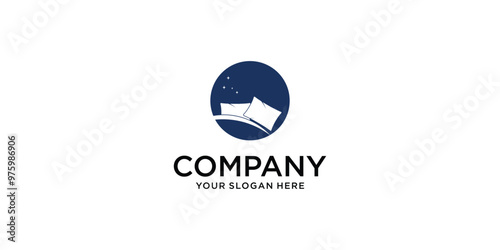 Simple bed logo design premium vector