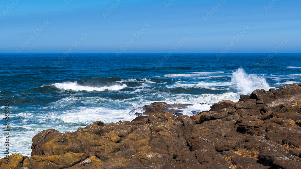 Waves Crashing on Rock, Boiler Bay State Park, Oregon Coast Waves Crashing on Rock, Boiler Bay State Park, Oregon Coast