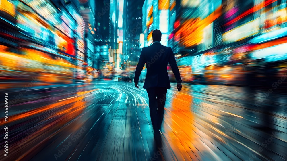 Fototapeta premium Ambitious Businessman Navigating Dynamic Corporate Landscape