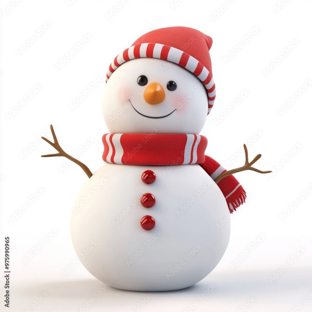 3D Cartoon Cute Funny Snowman Isolated on White Background 3D Cartoon Cute Funny Snowman Isolated on White Background