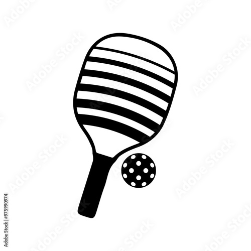 Pickleball Paddle icon silhouette vector, Pickleball Racket vector, Pickleball club and icons vector illustration