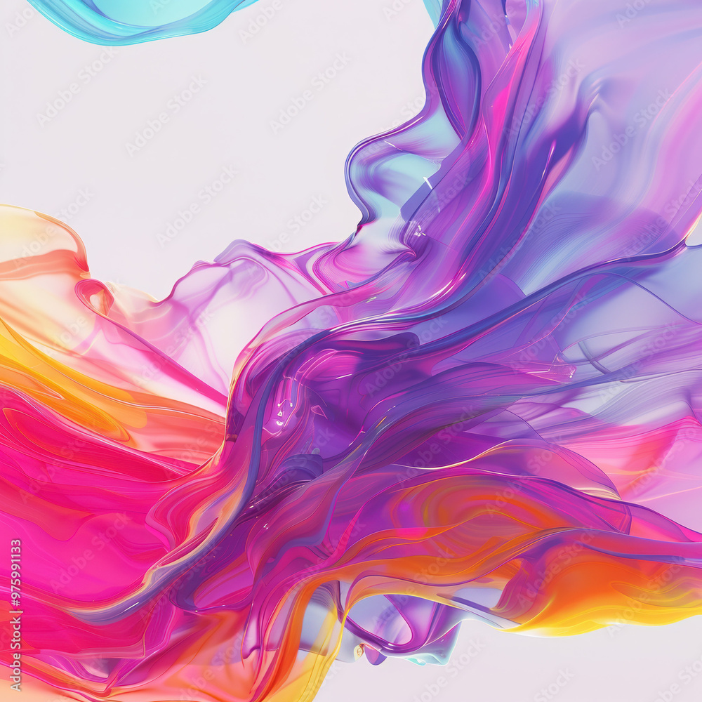 Obraz premium abstract colorful vibrant fluid modern bright flowing dynamic artistic purple pink orange blue creative swirl wave design pattern texture neon motion art 
