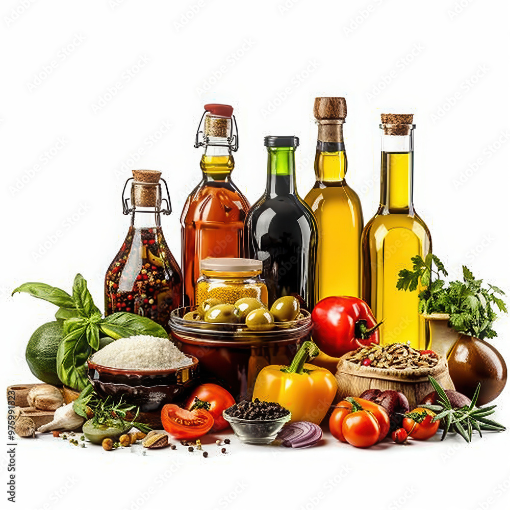 olive oil vegetables bottles glass jars fresh herbs spices rice legumes tomatoes peppers garlic basil onions olives ingredients healthy food olive oil vegetables bottles glass jars fresh herbs spices rice legumes tomatoes peppers garlic basil onions olives ingredients healthy food