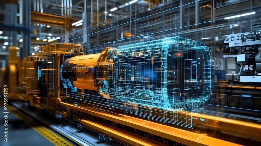 Fototapeta premium Digital Twin for Predictive Maintenance in Efficient Factory
