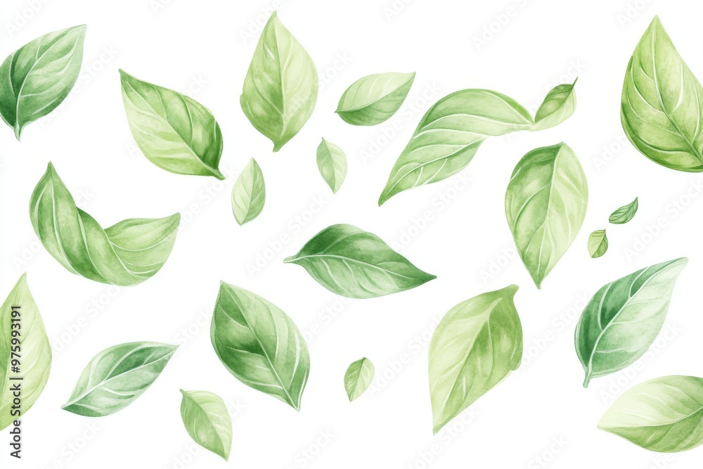 A collection of beautiful green leaves, showcasing various shapes and textures, perfect for nature-themed designs. A collection of beautiful green leaves, showcasing various shapes and textures, perfect for nature-themed designs.