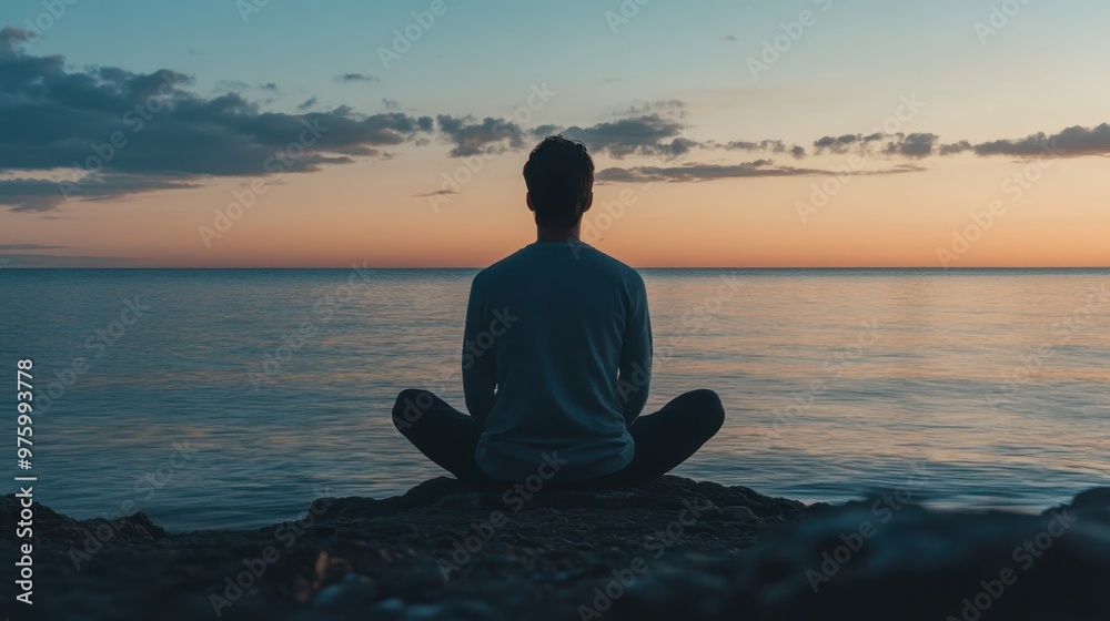 A person practicing mindfulness with deep breathing exercises in a peaceful environment. A person practicing mindfulness with deep breathing exercises in a peaceful environment.