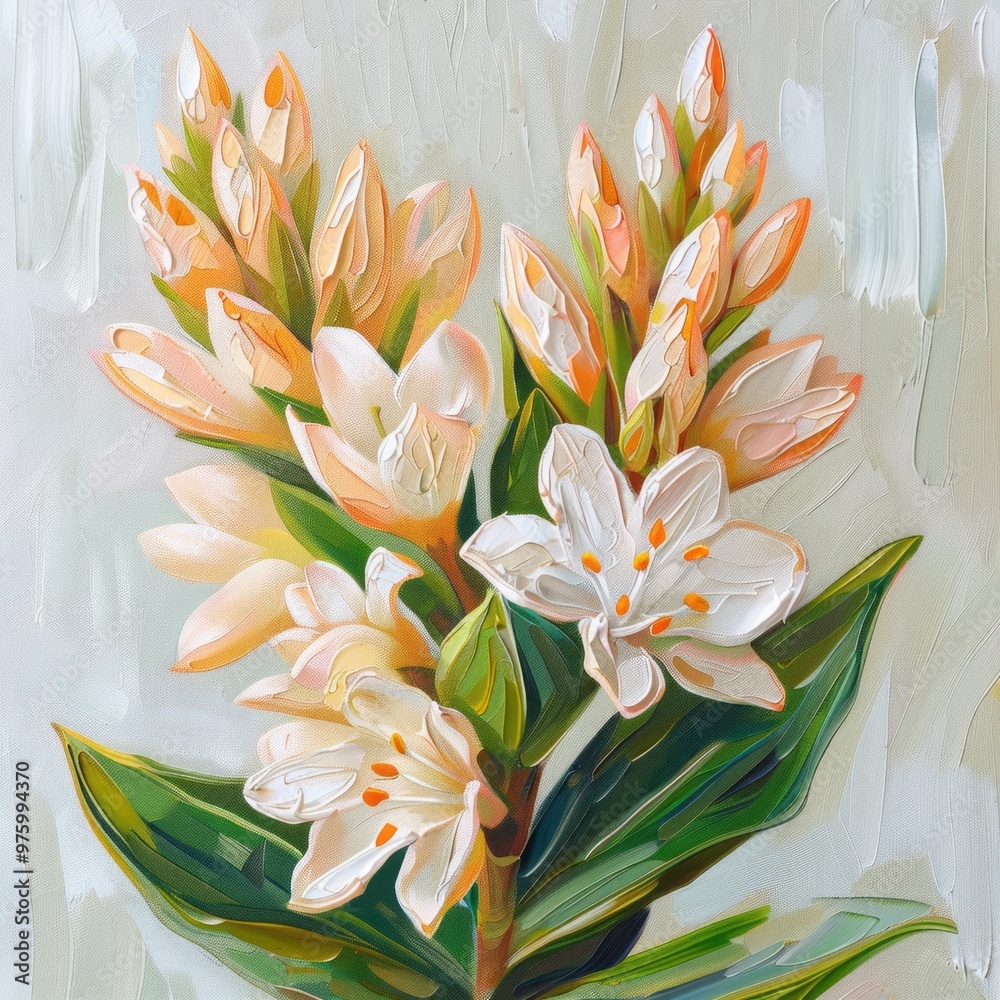Fototapeta premium oil paintings of beautiful Tuberose with a heavenly scent