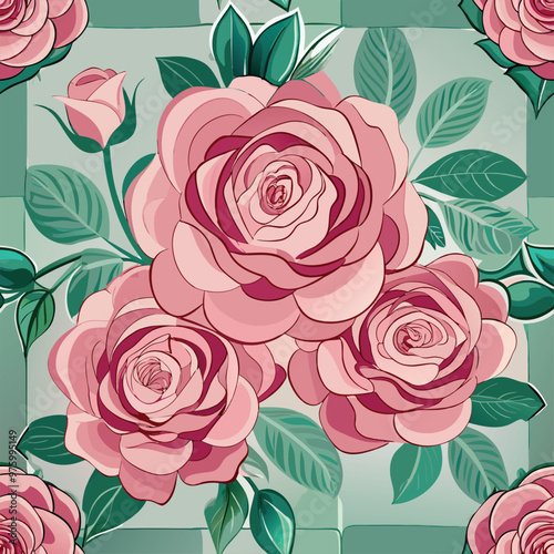Pink roses in nature, strong backlight