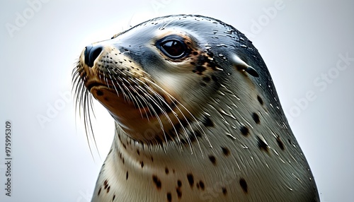 Fur Seal Portrait Against a Clean White Background photo