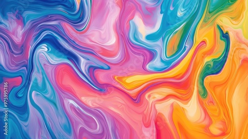 Wallpaper Mural Abstract oil slick pattern with rainbow hues, flowing and merging into one another. Torontodigital.ca