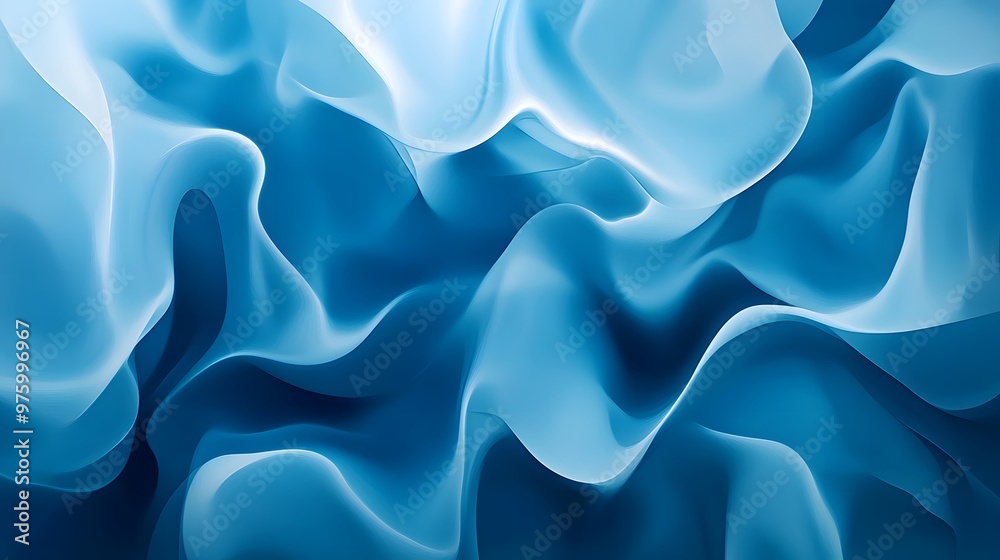 Obraz premium Dynamic abstract background with a mix of soft and sharp shapes in varying shades of blue.