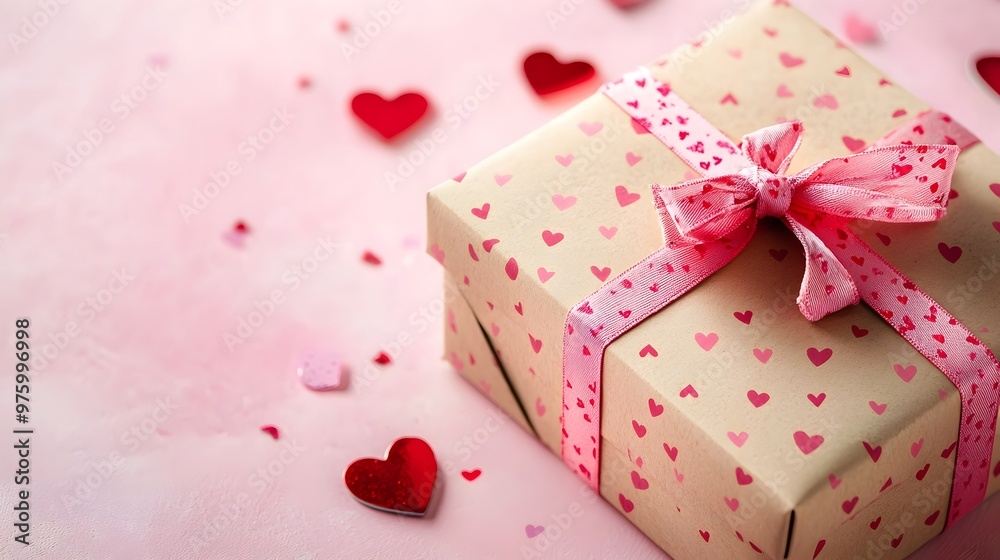 Beautifully Wrapped Heart-Shaped Gift with Red Bow for Valentines or Other Special Occasions