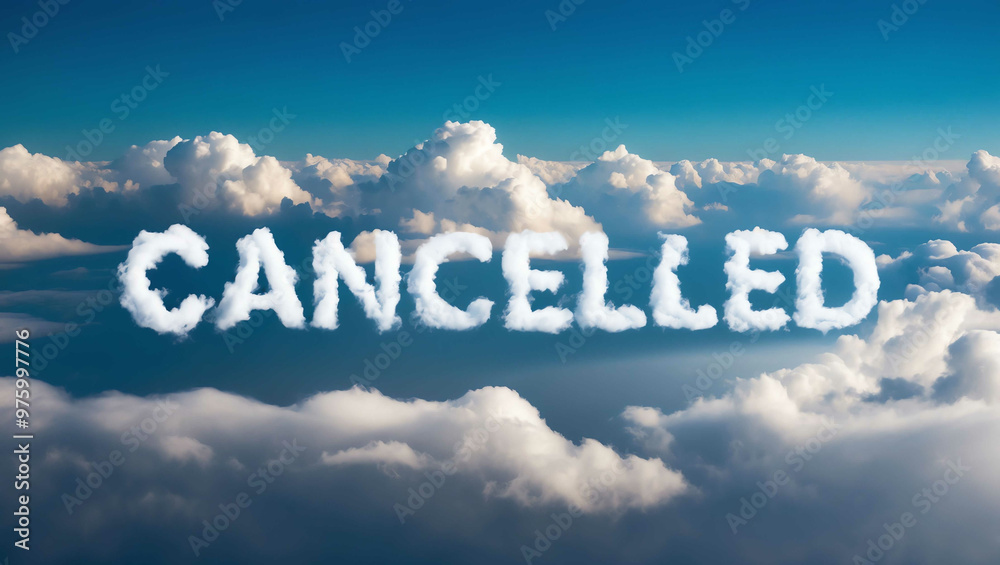 Fototapeta premium cancelled word made of clouds in blue sky background